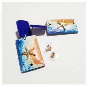 Starfish Long Wood Earrings